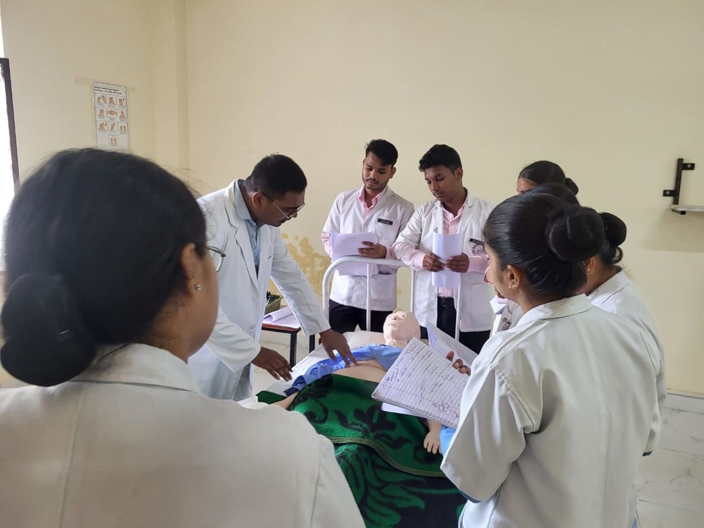 Medical students participating in hands-on training